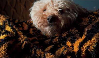 Dog in bed, poodle