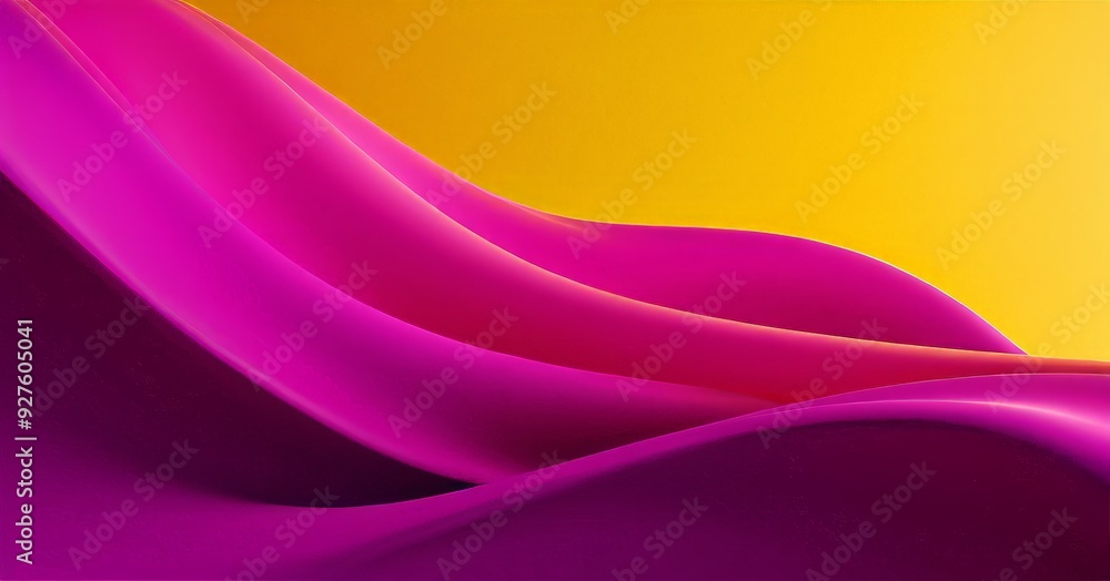 Poster yellow and pink background with curved curve