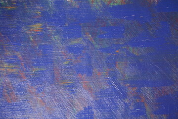 Abstract mixed blue paint splatter surface backdrop, Grungy watercolor paint splash on a blue art surface, Rustic paint brush pattern with a multicolor paint line background