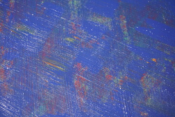 Abstract mixed blue paint splatter surface backdrop, Grungy watercolor paint splash on a blue art surface, Rustic paint brush pattern with a multicolor paint line background