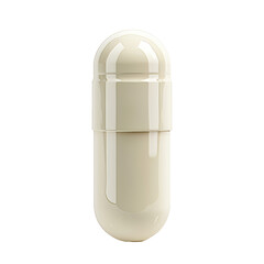 Glossy Capsule Container in Cream Color with Rounded Top Design