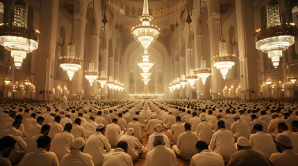 Prayer Inside a Grand Mosque