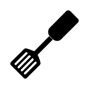 recommend clip art: Black silhouette spatula fork spoon icon and vector illustration isolated on white