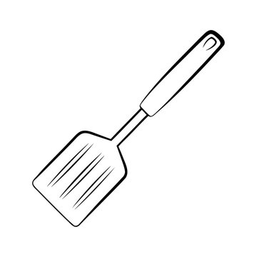 recommend clip art: Black silhouette spatula fork spoon icon and vector illustration isolated on white