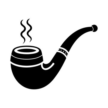 recommend clip art: Black silhouette old fashioned cigar smoking pipe icon and vector illustration isolated on white