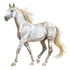 Obraz premium Elegant Arabian Horse in Dynamic Pose Captured in Watercolor Style