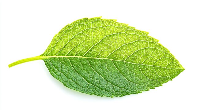 A close-up of a single mint leaf