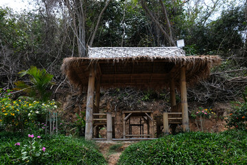 gazebo with thatched roof