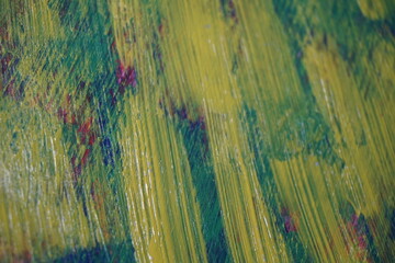 Mixed yellow acrylic paint splatter on top of a blue paint surface, Multicolor  paint splash textured backdrop, Vintage mixed color pattern strokes background