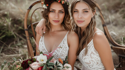 two bride in a gay wedding 