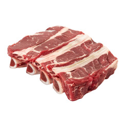 Obraz premium Fresh Raw Beef Ribs Cut with Marbled Fat and Bone Sections.