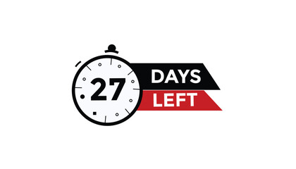 27 days left Countdown number banner templates. time icon. Vector Illustration 