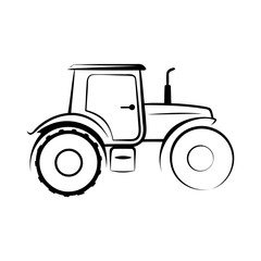 Black silhouette harvesting machinery tractor icon and vector illustration isolated on white