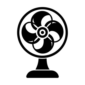 recommend clip art: Black silhouette propeller wind circle electric fan icon and vector illustration isolated on white