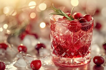 Cranberry Cocktail with Festive Lights