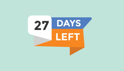 27 days left Countdown number banner templates. time icon. Vector Illustration 