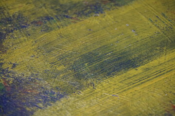 Multicolor yellowish paint brush splatter background, Abstract colorful paint splatter surface, Grungy paint brush yellow splash on a dark surface