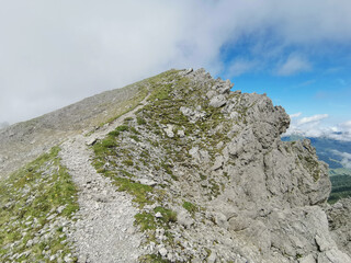 hiking path over the mountain peaks