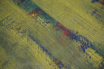 Fototapeta premium Multicolor yellowish paint brush splatter background, Abstract colorful paint splatter surface, Grungy paint brush yellow splash on a dark surface