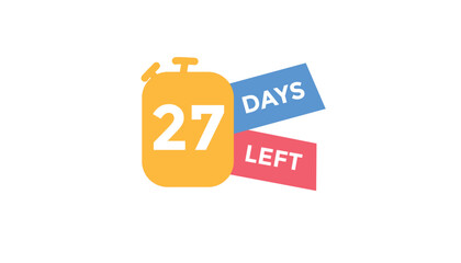 27 days left Countdown number banner templates. time icon. Vector Illustration 