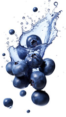 Fresh Blueberries Splashing in Water Creating Dynamic Movement.