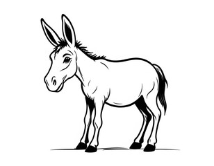 Obraz premium Drawing of a cute donkey to color.