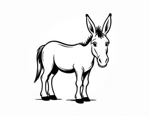 Obraz premium Drawing of a cute donkey to color.
