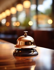 service bell in a hotel, restaurant or other promises Hotel Concierge Service with blur background