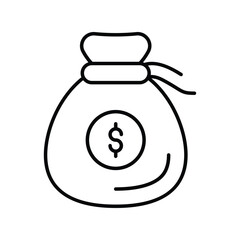 money bag line icon with white background vector stock illustration