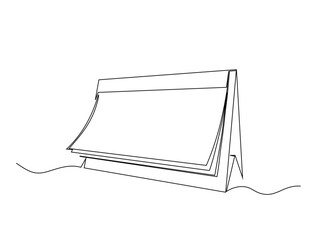 Continuous one line drawing of empty loose-leaf calendar. Calendar single line vector illustration. Editable line vector.