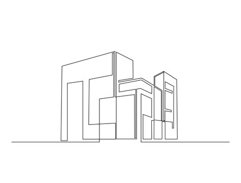 recommend clip art: Continuous one line drawing of architecture building. Modern house architecture single line vector illustration. Editable line vector.