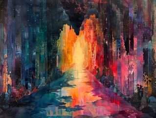 Naklejka premium Abstract Art Collage of Colorful Shapes and Textures.