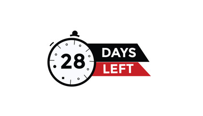 28 days left Countdown number banner templates. time icon. Vector Illustration 
