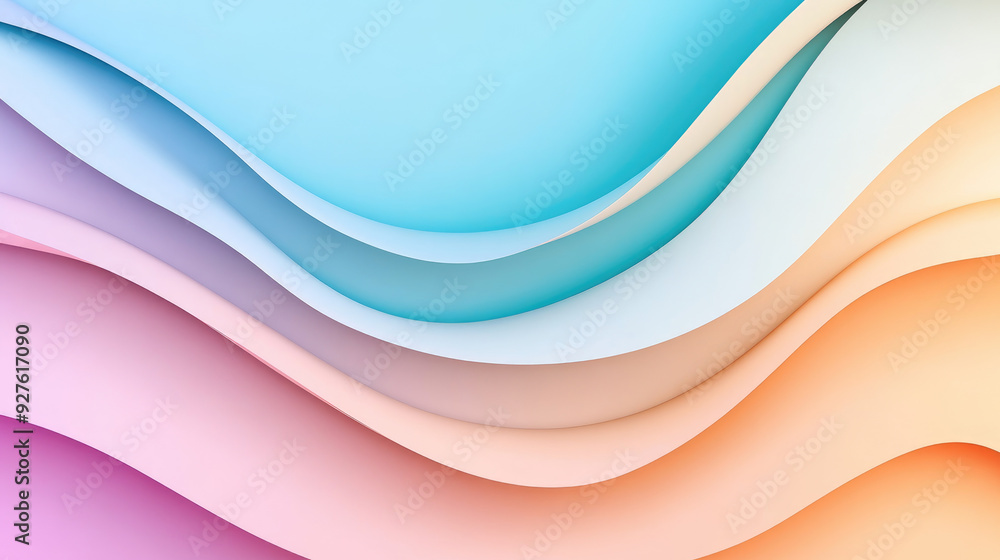 Aufkleber soft gradient waves, gentle flowing layers of pastel colors create a serene atmosphere, evoking tran