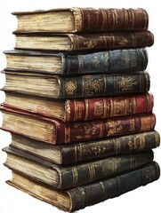 Stack of Vintage Books with Ornate Covers