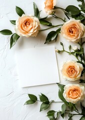 Blank wedding invitation mockup with modern elegant plants framing