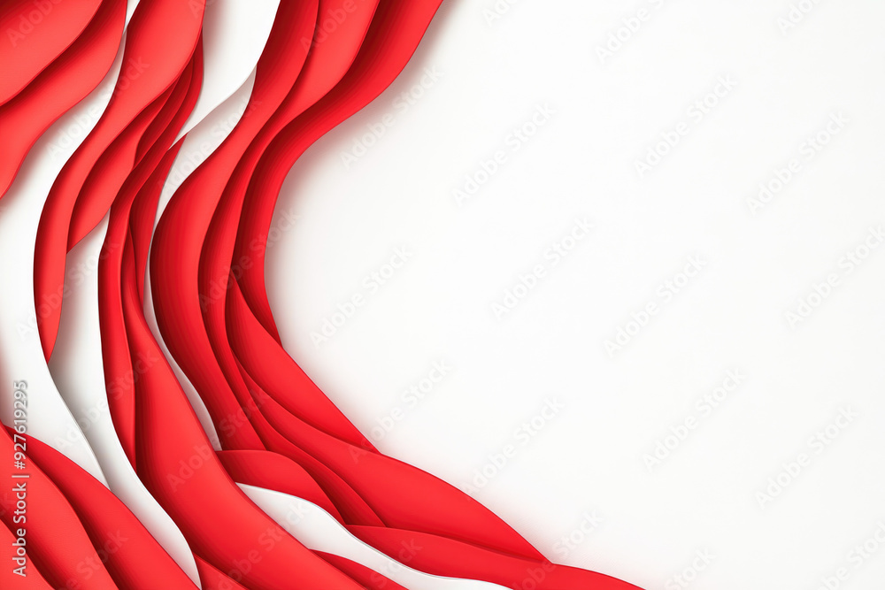 Aufkleber dynamic red waves, flowing red shapes intertwine gracefully against a clean white backdrop, creating