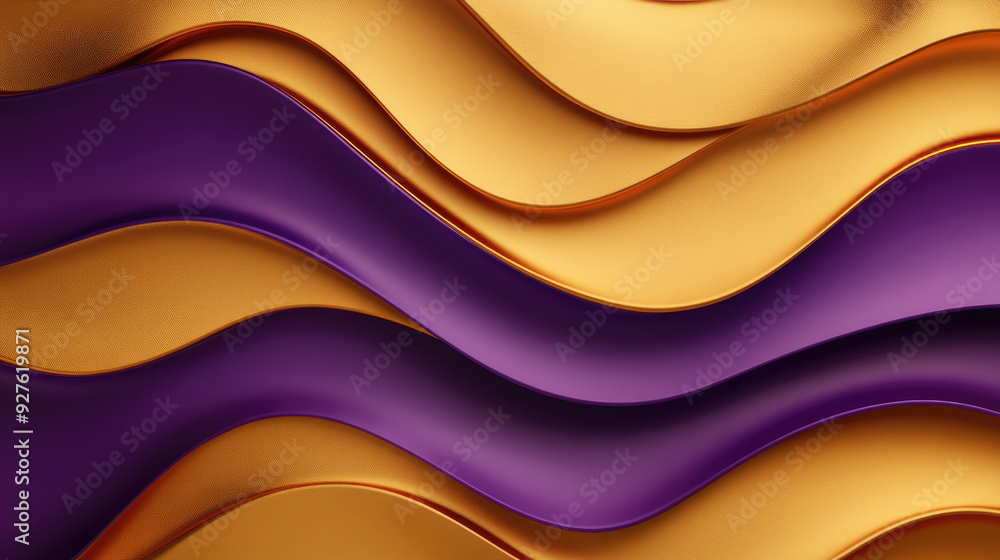 Poster flowing textures in deep purple and golden hues create a dynamic interplay of light and shadow, evok