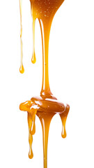 Dripping Golden Caramel Sauce with Smooth, Glossy Texture.
