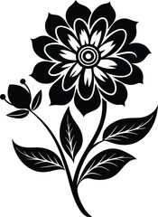 Floral flower silhouette art illustration on white background