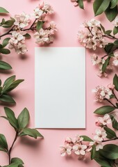 Fototapeta premium Blank wedding invitation mockup with modern elegant plants framing