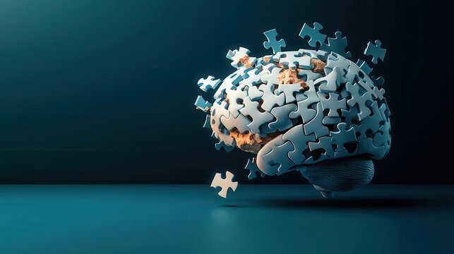 A conceptual image of a brain composed of puzzle pieces, symbolizing intelligence, creativity, and the complexity of thought.