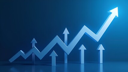 Financial stock market graph on blue background, business growth success concept
