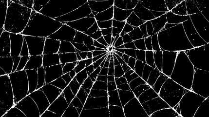 Naklejka premium Solid Black Backgorund With Isolated Spider Web Spooky Halloween Themed Backdrop Image