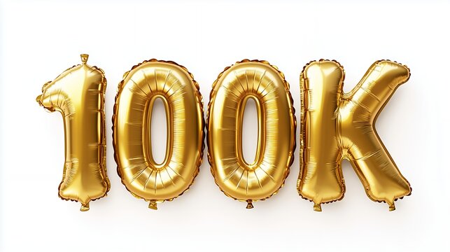 Golden balloons in 100K style for celebration or achievement