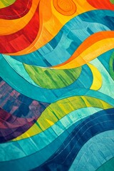 Fototapeta premium Youth background, vibrant, colors, blue, green, orange with patterns, lines, modeling, to create a youthful, energetic, hopeful atmosphere, highlighting, new life, vitality, passion, color, colorful, 