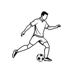 Obraz premium A boy playing football single continuous line art vector illustration 