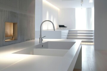 Modern sink in minimalistic kitchen