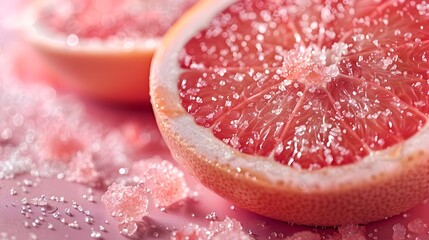 Vibrant Grapefruit Slice with Sprinkle of Sugar Showcasing Freshness and Taste