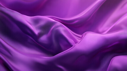 Luxurious purple silk fabric elegantly draped, creating soft folds and waves in natural light